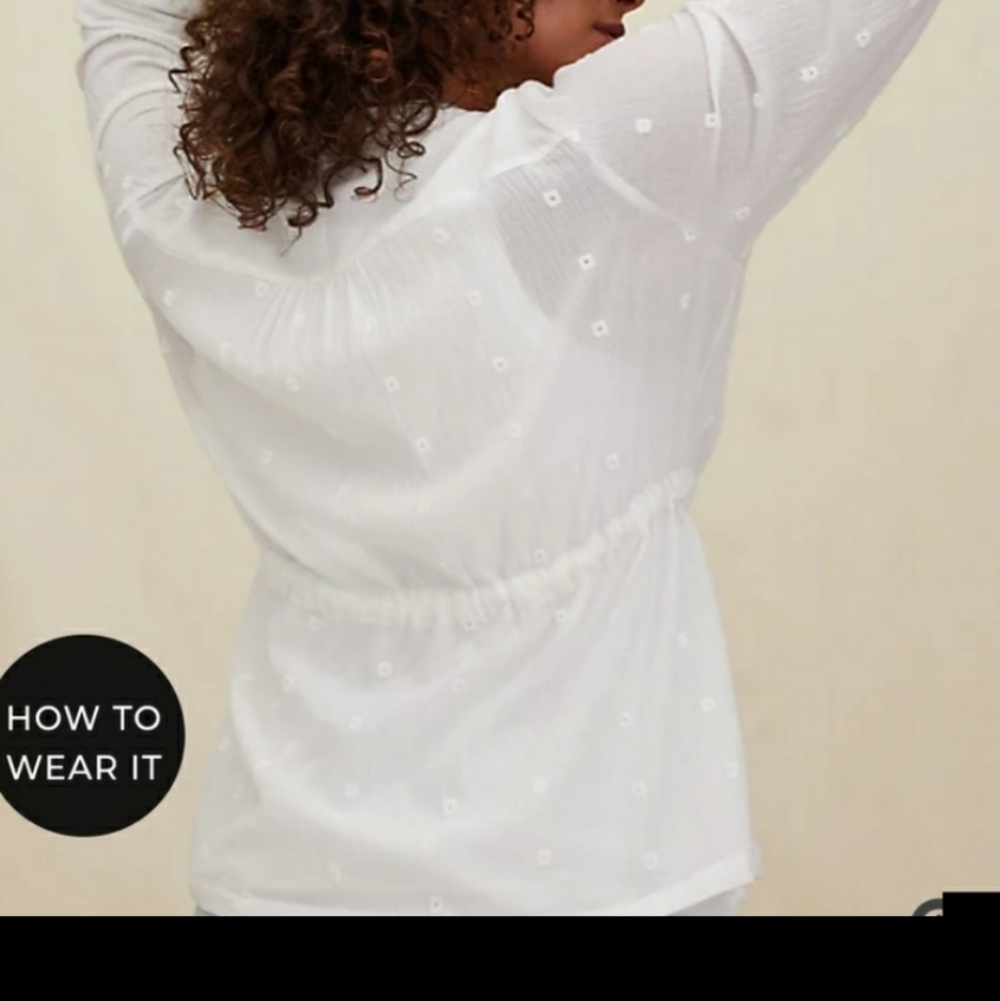 🆕 3X WHITE COTTON GAUZE EMBROIDERED JACKET